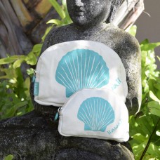 Canvas Pouches Sea Shell Aqua Green Canvas Pouches Sea Shell Aqua Green